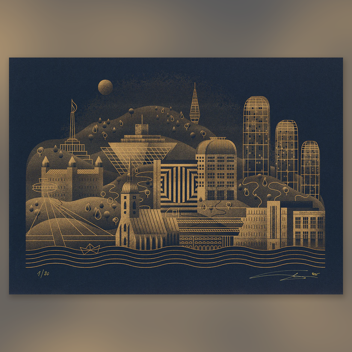 Panoráma Bratislavy - zlatá